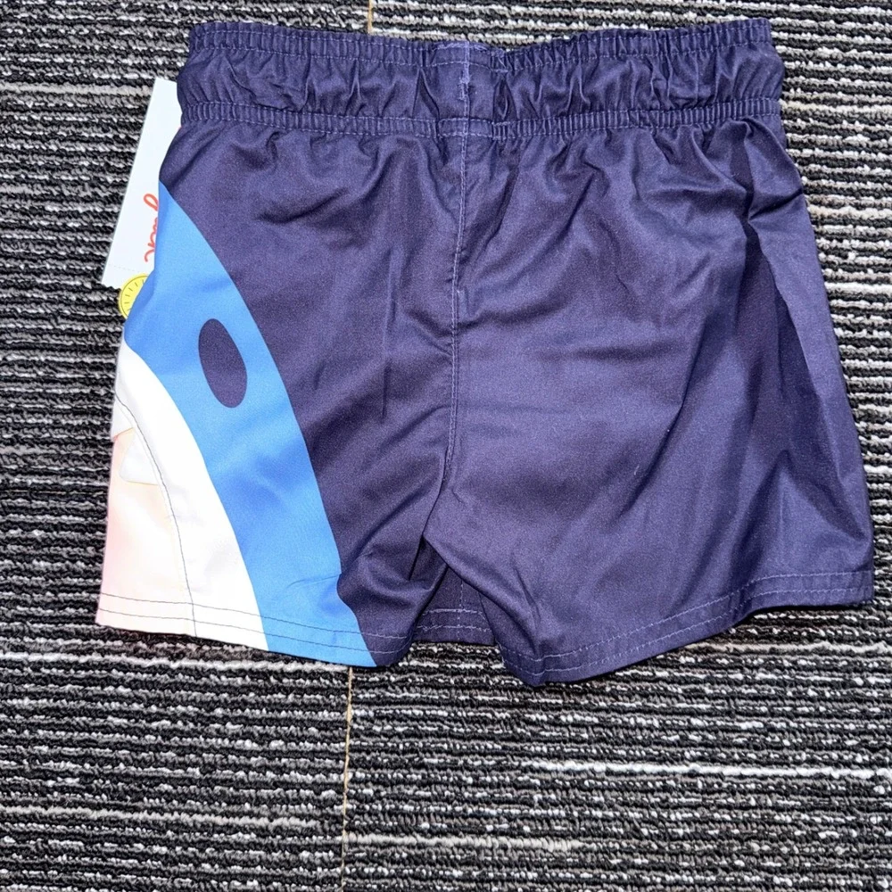 Cat & Jack Shark Swim Trunks Toddler Boys 2T Navy Blue NEW UPF 50+ Mesh Liner